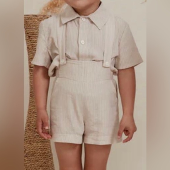 stripped shirt and overalls